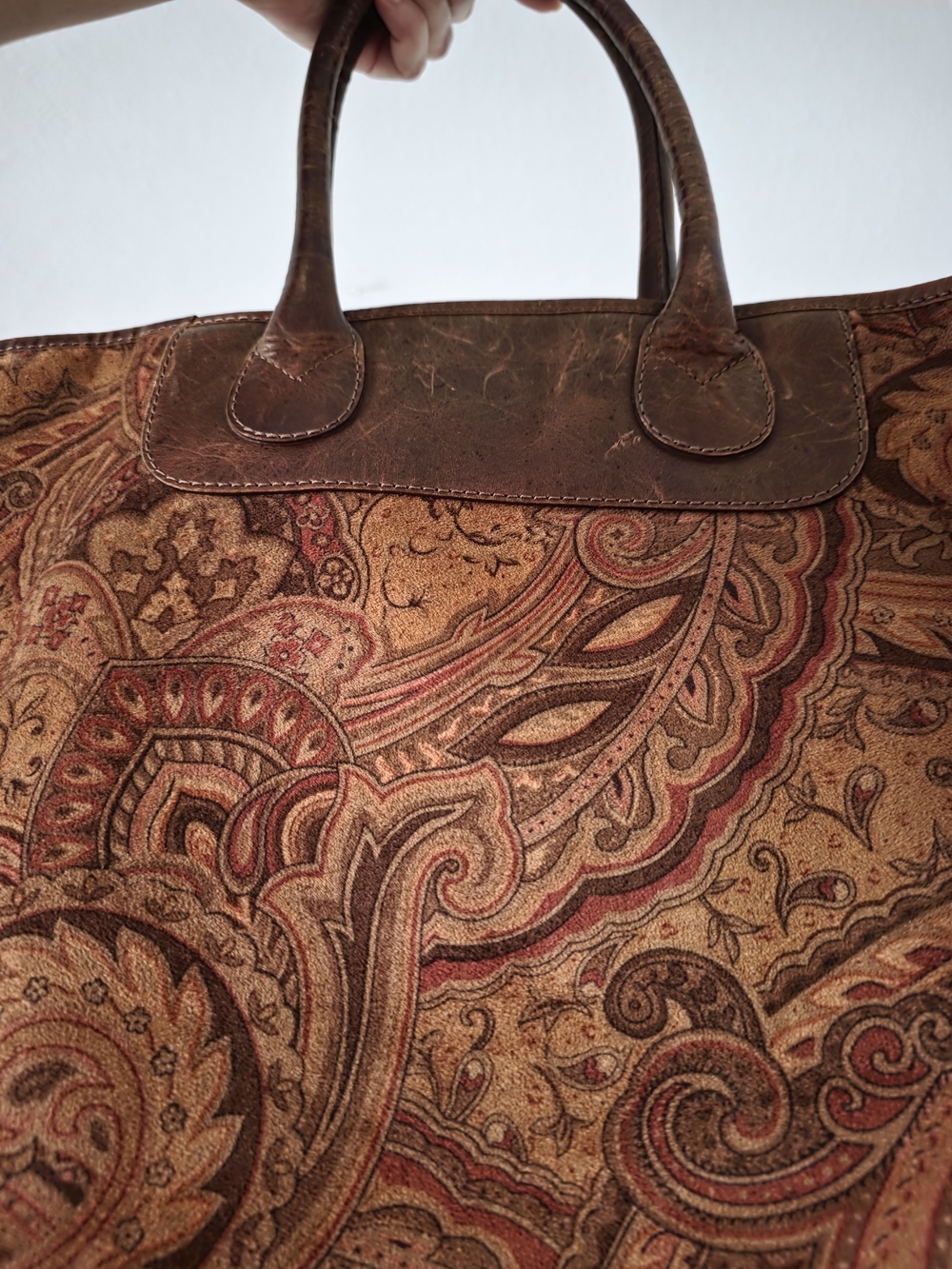J. Jill Paisley Tote in Brown and Tan with Leather Trim - Picture 7 of 9
